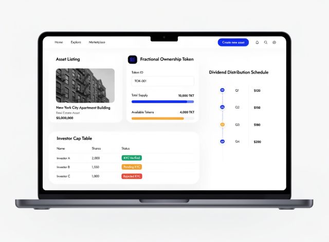 Tokenization platform showing asset register and attestation report
