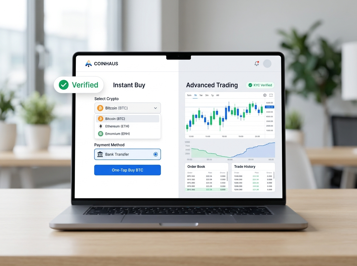 Regulated crypto exchange showing fiat funding, segregated balance reporting and compliance dashboard