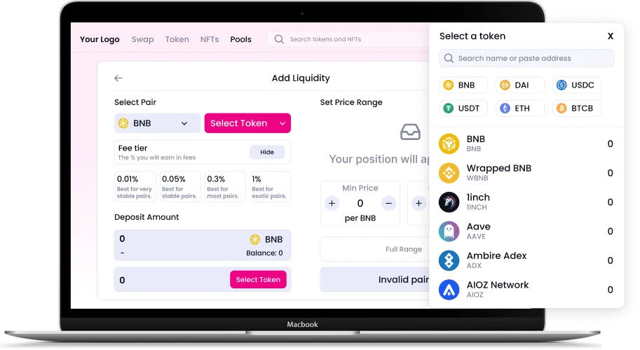 Uniswap clone script dashboard overview