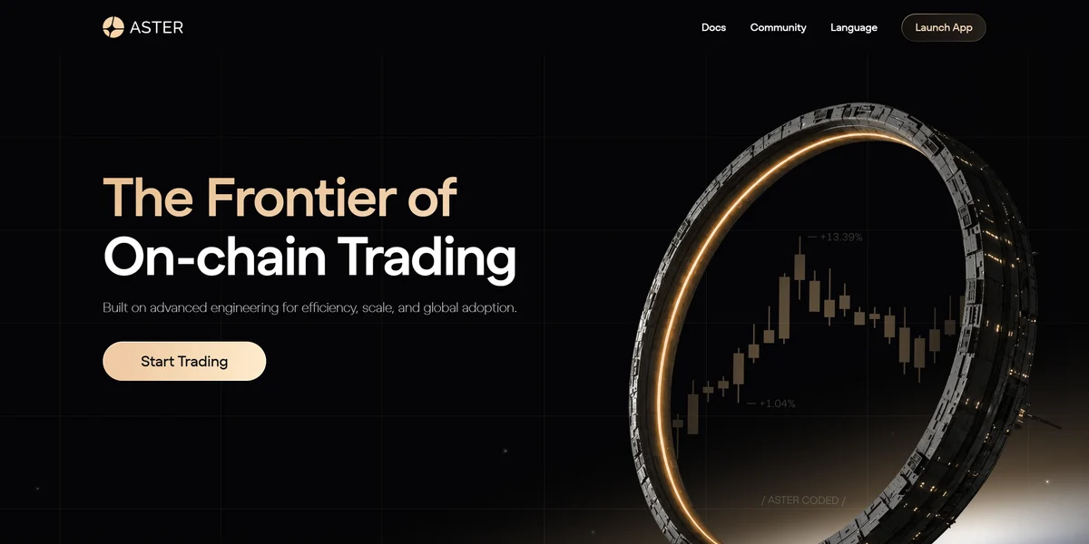 Aster perpetual DEX homepage