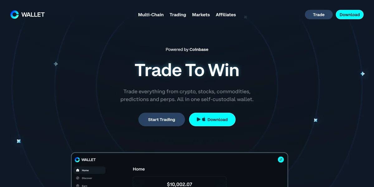 Coinbase Wallet homepage, the model for a Coinbase Wallet clone script