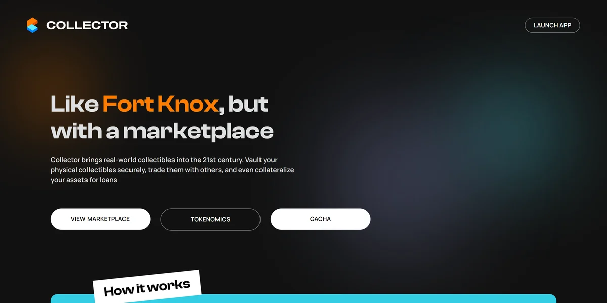 Collector Crypt homepage, a Solana marketplace for tokenized trading cards