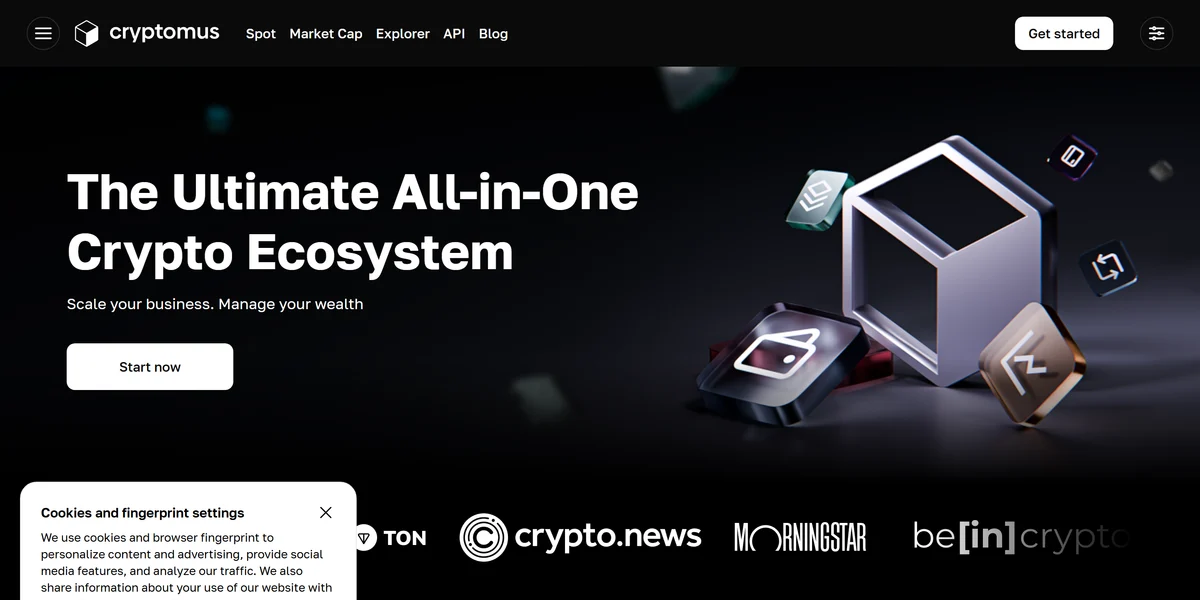 Cryptomus homepage in 2026, one of the best crypto payment gateways compared in this guide