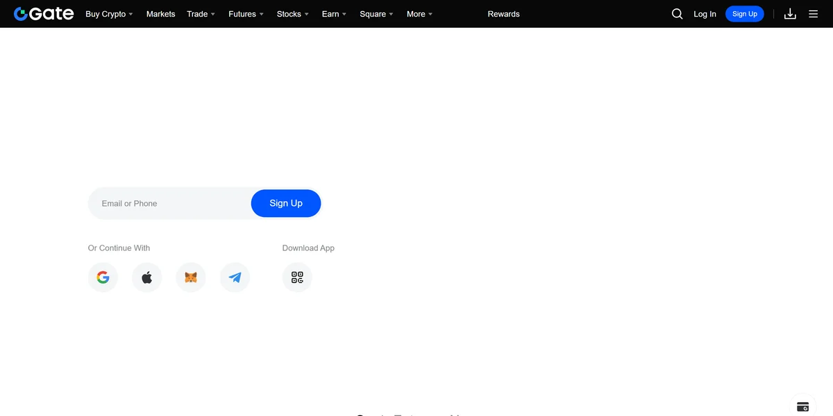 Gate homepage, the exchange formerly known as Gate.io