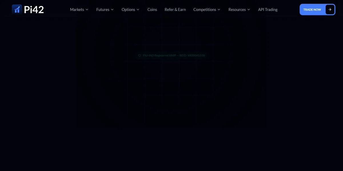 Pi42 homepage in 2026, one of the best crypto exchanges in India compared in this guide