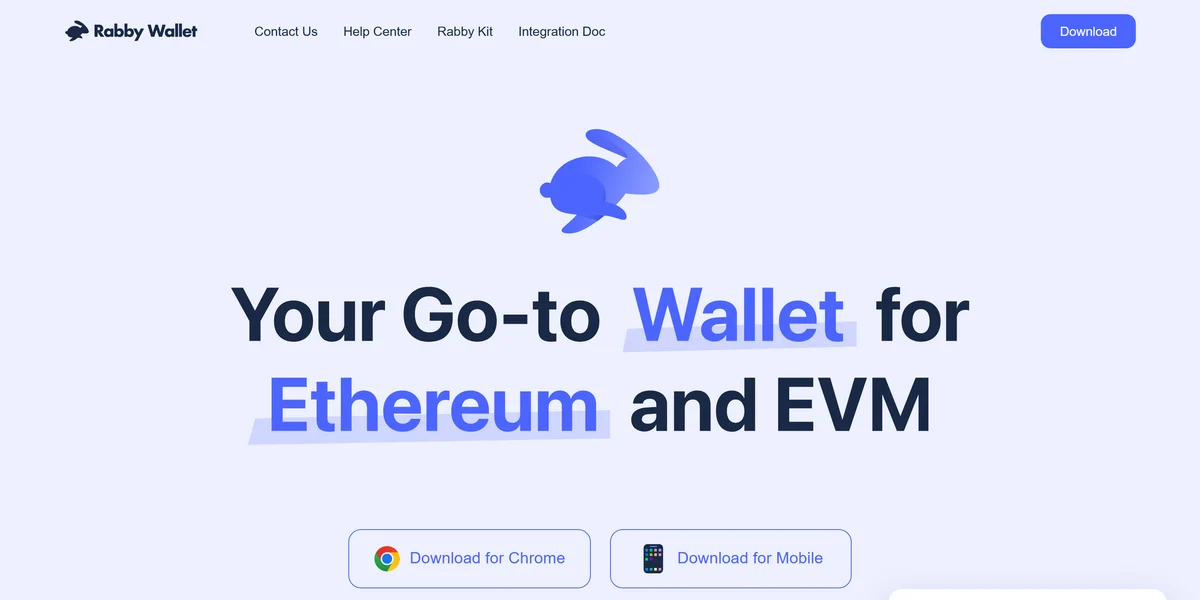 Rabby homepage in 2026, one of the best crypto wallets compared in this guide