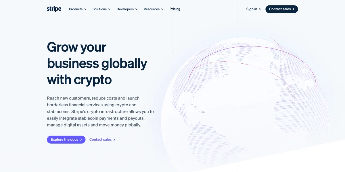 Stripe With Bridge homepage in 2026, one of the best crypto payment gateways compared in this guide