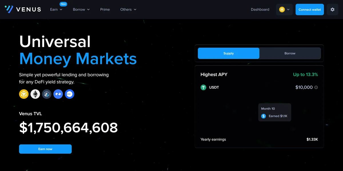 Venus lending protocol homepage
